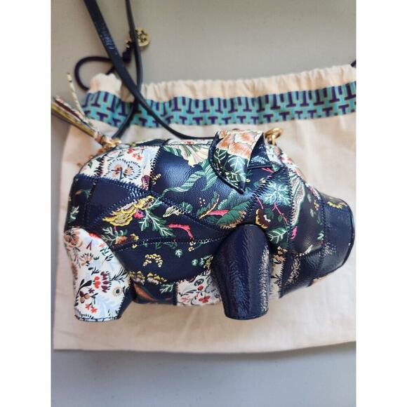 Tory Burch Peggy the Pig Small Leather Shoulder Bag Rare 6"W x 4"D x 4.5"H - Picture 14 of 15